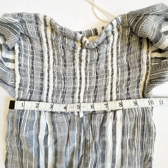 L*Space Riri Strapless Wide‑Leg Jumpsuit XS Gray White Stripe Smocked tie - Picture 12 of 15